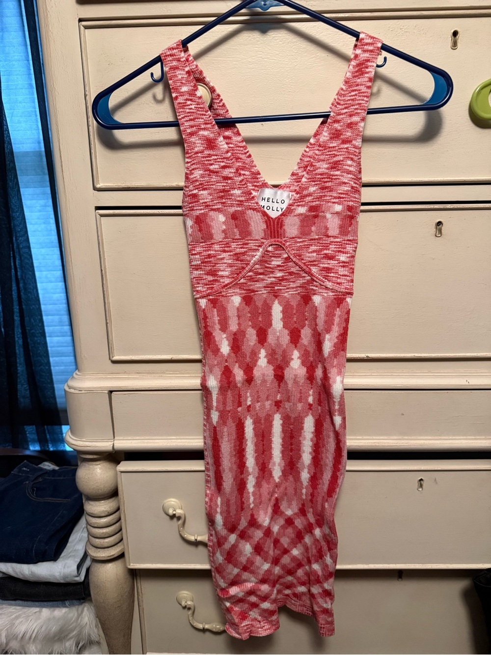 Hello Molly Red & White Knit Bodycon Dress